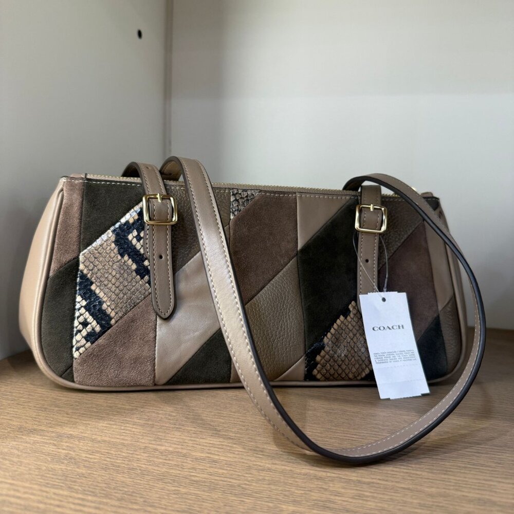 Coach Asher Shoulder Bag With Patchwork-Gold/Mush… - image 3